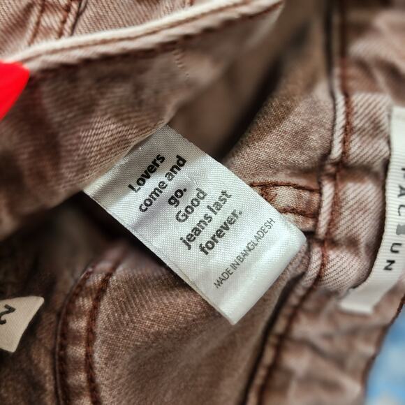 Pacsun 90's Boyfriend Jeans Womens Size 24x30 Brown Cotton Flower Patch Loose - Picture 5 of 8